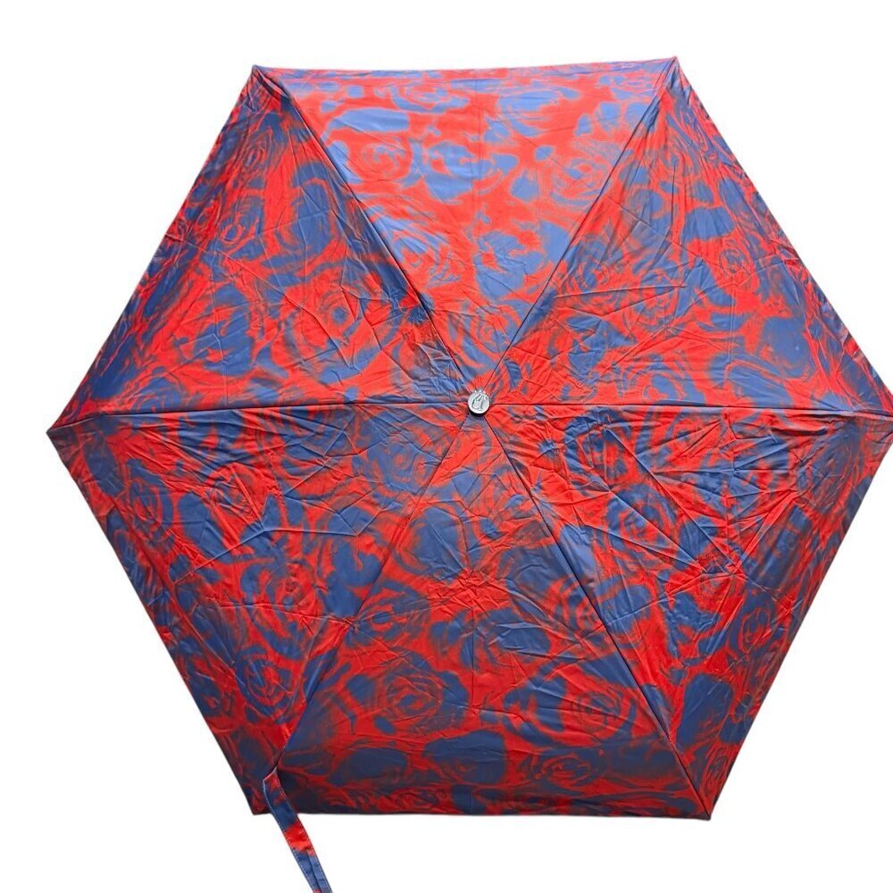Burberry Water Rose Compact Umbrella, Red and‎ Blue